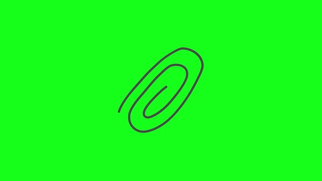 Animated paper clip icon on green screen and white background. 2D flat motion graphic for office, school, and document organization