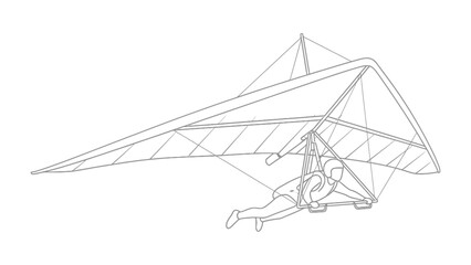 Soaring Silhouette: A lone figure glides effortlessly through the air on a hang glider, the outline of their form stark against the expansive sky, an image of freedom and adventure. © Mohiuddin123