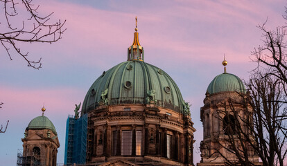 Berlin Cathedral under Dramatic Pink Evening Sky © Jrg