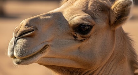 Obraz premium Close-up of a camels face in desert.