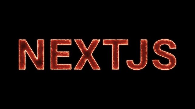 Nextjs Text Glowing Neon Reveal Animation Orange Isolated On Black Background