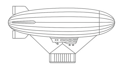 Sky Voyager: A detailed illustration of a majestic airship, soaring through the sky, showcasing its intricate design and structural components.  © hafs121