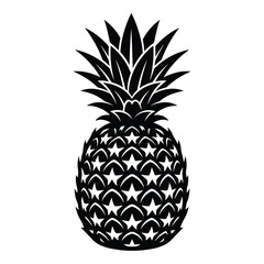 Obraz premium Pineapple silhouette vector icon with tropical crown and textured skin pattern