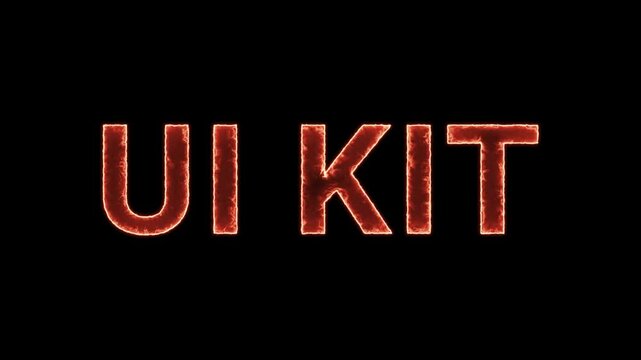 Ui Kit Text Glowing Neon Reveal Animation Orange Isolated On Black Background