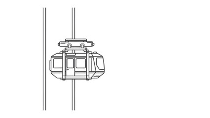Cable Car in Action: A modern cable car traverses along a towering cable line, offering a unique perspective. Illustrating adventure and transportation.  © Ajhar234