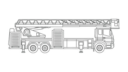 Fire Truck's Blueprint: Detailed illustration showcases a modern fire truck, emphasizing its intricate design and operational features, a symbol of urban safety and emergency response.