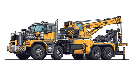 Yellow Mobile Crane Truck Vehicle. © HENI