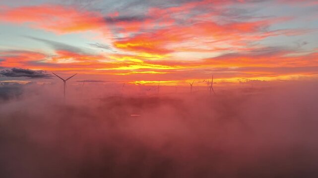 Sunrise at Wind Farm, Livermore, San Francisco East Bay, California