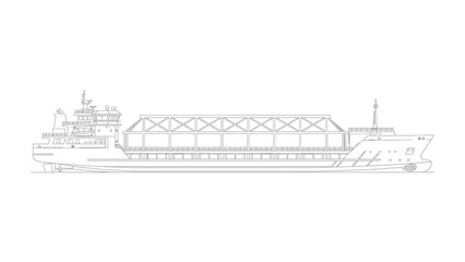 Obraz premium Seagoing Vessel: This detailed illustration of a seagoing vessel presents a sleek outline, emphasizing its maritime design and the engineering of the vessel.