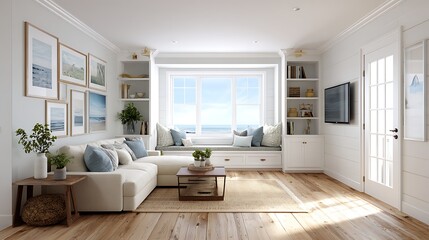 Minimalist White Space with Ocean View / 窓から海が見えるミニマルな白い空間