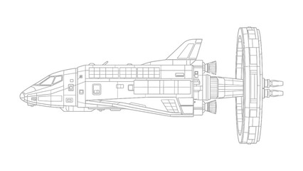 Spacecraft Blueprint: A meticulously detailed blueprint of a spacecraft, showcasing intricate engineering and futuristic design elements.  © AJM