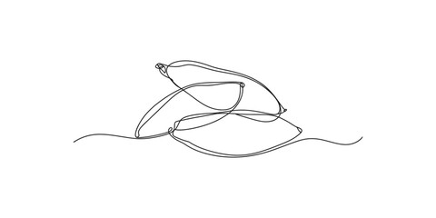 Obraz premium Minimalist line drawing of Snow peas in a simple cluster on a white background.