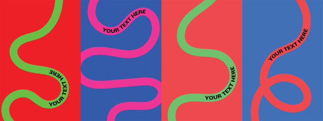 Fluid wavy line poster template with colorful flowing shapes, modern motivational typography wall art design © GraphicEarth