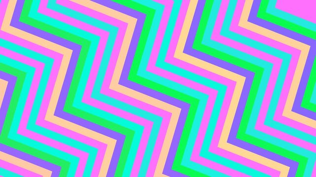Dynamic abstract zigzag pattern background in a vibrant pastel color palette, featuring bright pink, green, blue, and orange lines creating a playful optical illusion with a modern aesthetic