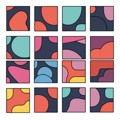 Fototapeta premium Collection of colorful abstract designs in various shapes and patterns