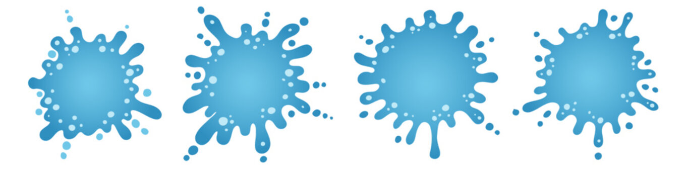 Abstract blue splat, blot and puddle silhouettes with fluid lines. Frame puddle water illustration for banners, backgrounds and creative design.