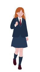 フラットイラスト　赤い髪の高校生　留学生