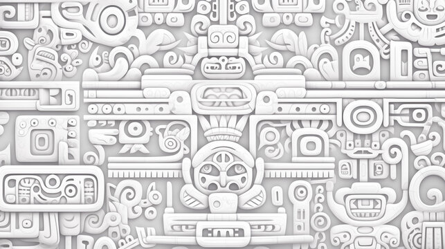 Decorative elements isolated on white background. Ethnic background. Aztec geometric ornament.