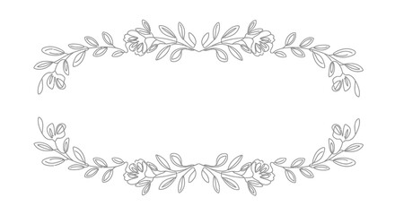 Delicate floral wreath frame with leaves and flowers illustration. © Dlomiro