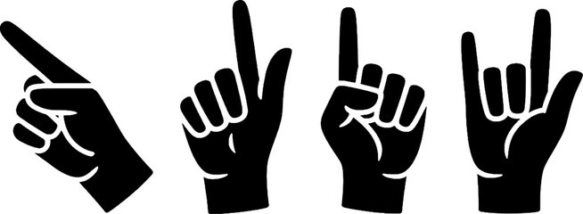 Fototapeta premium Set of Black Hand Gesture Icons for UI and Social Media