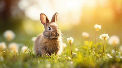 Fototapeta premium cute animal pet rabbit or bunny smiling and laughing isolated with copy space for easter background, rabbit, animal, pet, cute, fur, ear, mammal, background, celebration, generate by AI