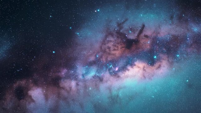 A vivid view of the Milky Way galaxy, deep in the space of the infinite cosmos, with stars forming brilliant patterns celestial masterpiece universe science exploring the endless beauty of the galaxy.