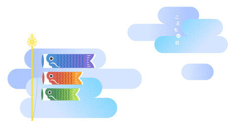 レトロでかわいい鯉のぼり　こどもの日POP用背景素材