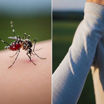 Mosquito Bite on Human Skin Outdoors.