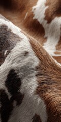 Close-up of a goats fur, showcasing its unique brown and white spotted pattern and texture.