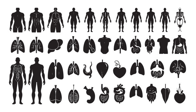 Simple vector silhouettes of people and families including men women children and business figures in various poses