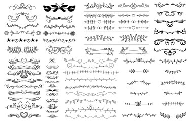 Hand drawn decorative divider elements. Border flourish collection.
