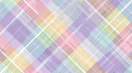 Fototapeta premium Seamless diagonal pastel plaid pattern in soft spring tones