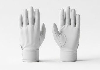 Obraz premium Pair Of White Baseball Batting Gloves On White Background Ready For Action