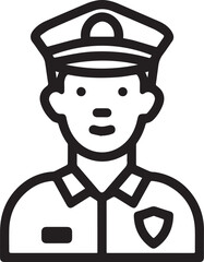 Obraz premium Simple line art illustration of a police officer in uniform 
