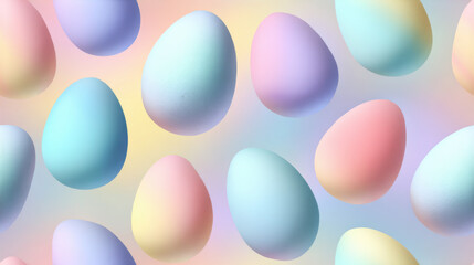 Seamless pastel easter eggs pattern with soft airbrush gradient on dreamy background