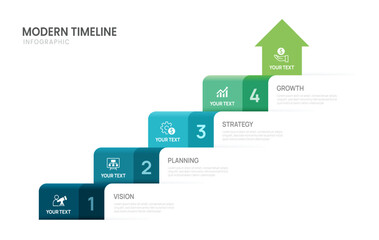 4 Step Business Infographic Template for Process Presentation and Strategy Planning Vector Illustration. © Feelplus Creator