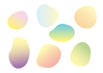  丸い曲線フォルムのグラデーションフレームセット、イエロー、ブルー、パープル、ピンク