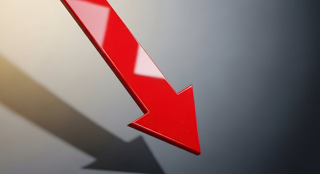 Diagonal Descent: Arrow Angled Down-Right
Shadowed Decline: Arrow with Long Shadow
Angled Drop: Red Arrow in Motion