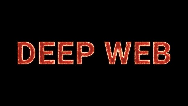 Deep Web Text Glowing Neon Reveal Animation Orange Isolated On Black Background