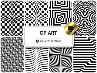 柄違いのシームレスパターンのセット オプアート