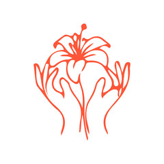 Hands Holding Lily Flower Icon