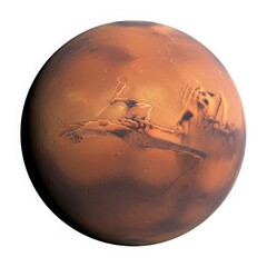 Naklejka premium Detailed image of mars planet surface with craters and terrain isolated on white background