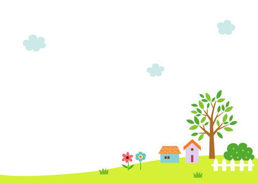 Spring green nature landscape background.