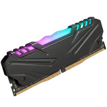 High-performance ram module with colorful lighting and gold heat spreader