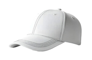 Fototapeta premium Plain white baseball cap with seams and a slight shadow on a transparent background