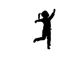 dancing kids silhouette,happy children dancing vector icon