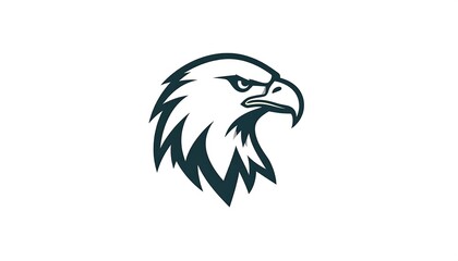 Fototapeta premium A stylized illustration of an eagle's head facing right, rendered in minimalist black and white style