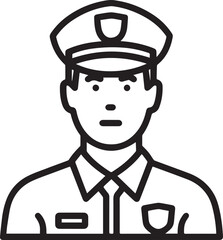 Obraz premium Simple line art illustration of a police officer in uniform 