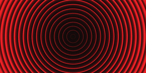 Obraz premium A vibrant red circular pattern with concentric rings on a dark background