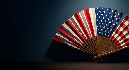 American flag fan on dark background with patriotic theme and symbolism